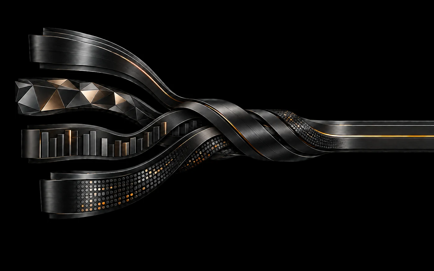 Four conceptual multi-asset streams braided into one liquidity rail